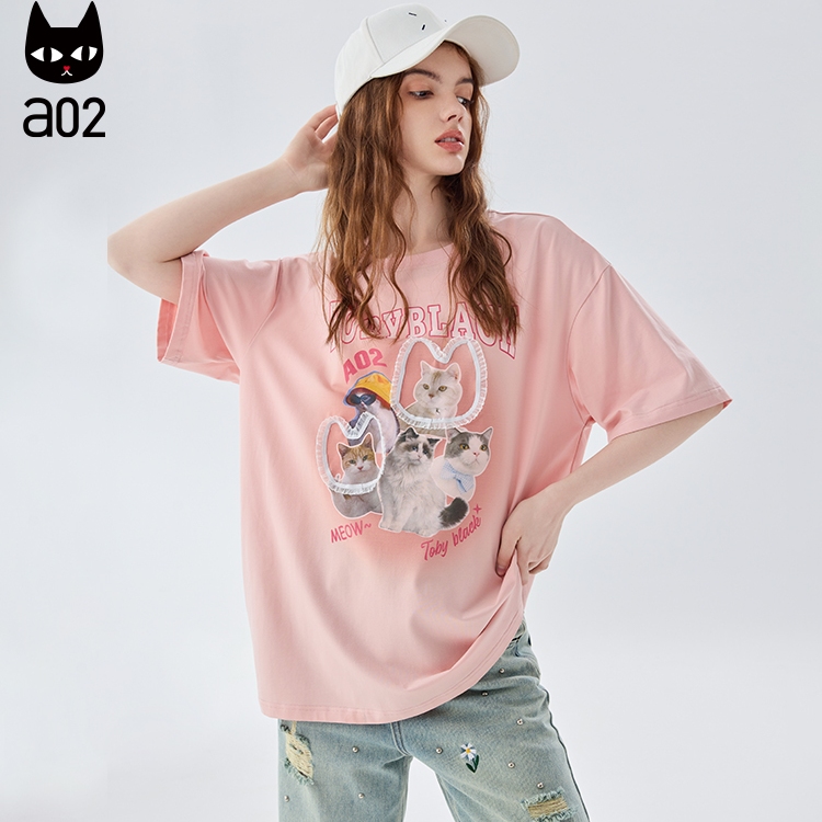 a02甜美风莫代尔短袖T恤女2025新款夏季轻薄透气圆领宽松夏装上衣