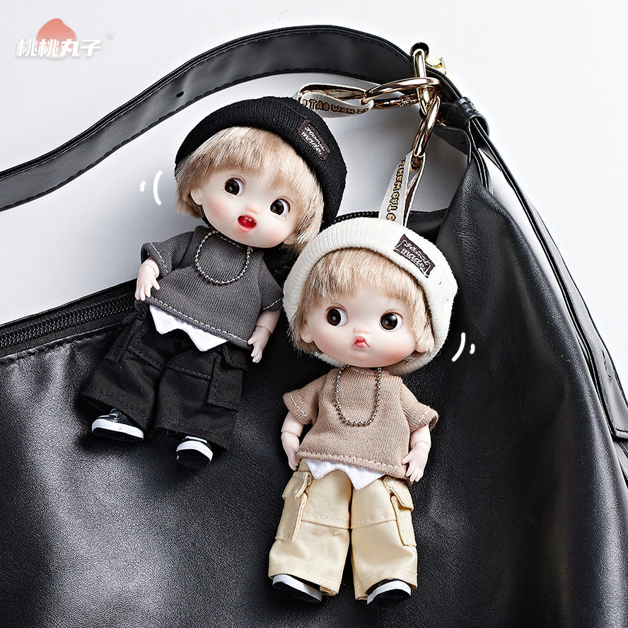 桃桃丸子街头男孩女生包包挂件钥匙扣OB11GSC/YMY/BJD4.5寸娃娃