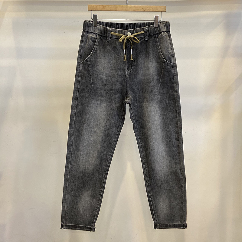 夏季薄款凉爽烟灰色弹力水洗黑色牛仔裤小脚拉链中腰休闲九分裤男,男装,牛仔裤,淘宝优惠券,粉丝福利购,淘宝优惠卷