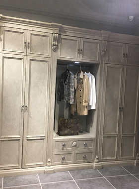 ART建筑复兴美式实木衣柜法式复古做旧卧室4/6门储物转角衣橱家具