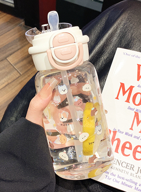 夏天高颜值水杯女2025新款塑料吸管杯子耐高温防摔学生便携双饮杯