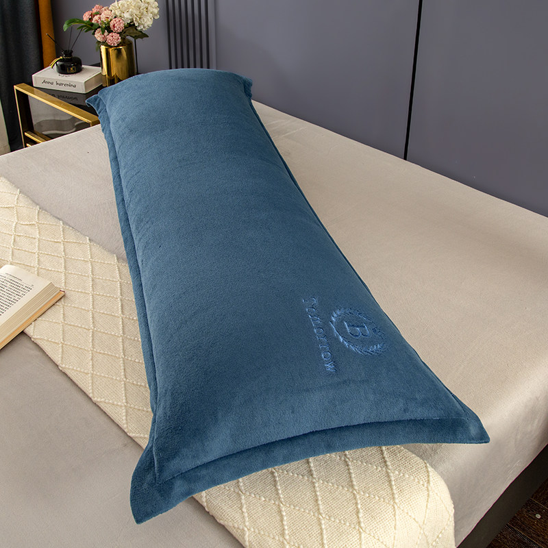 加厚牛奶绒法莱绒双人长枕套枕头套冬季珊瑚绒情侣1.5m加绒长枕套