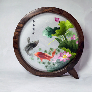 湘绣 胡桃木小摆件 随手礼纯手工刺绣