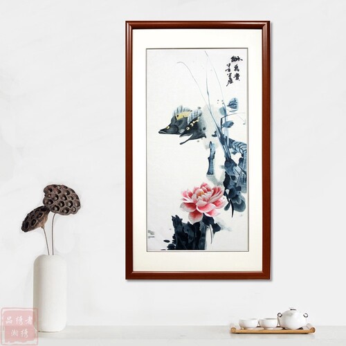 湘绣 牡丹 手工刺绣 单面绣挂件成品画 客厅装饰画 卧室书房壁画