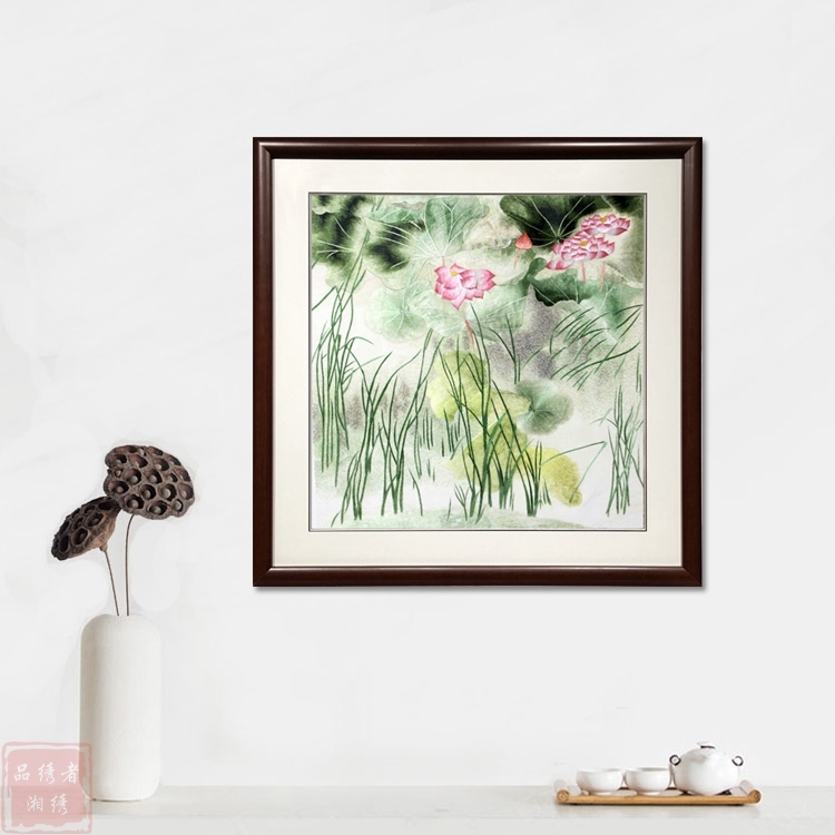 湘绣 荷花 和和美美典雅礼品师友送礼师傅送礼纯手工刺绣