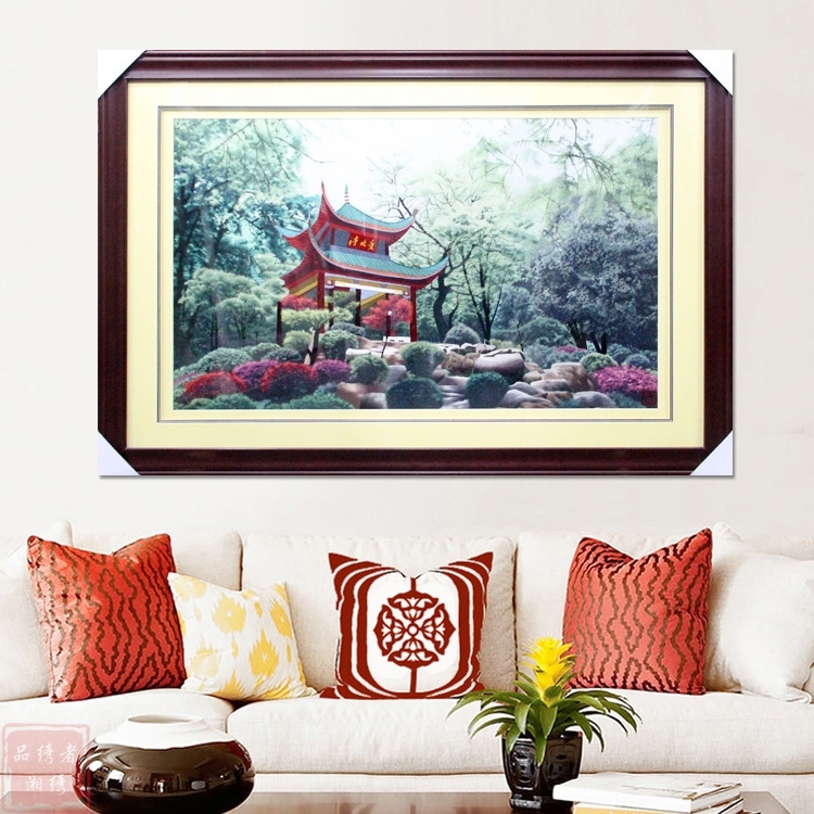 湘绣 湖南长沙岳麓山 爱晚亭 简约装饰艺术品 伟人气息 手工刺绣