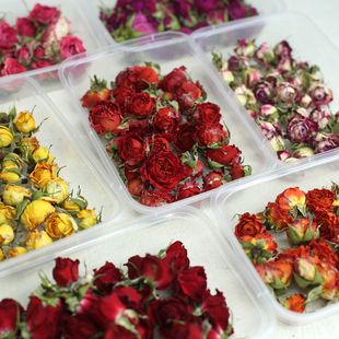 真花干花玫瑰花头花苞蔷薇花材滴胶手工DIY香薰蜡烛相框团扇