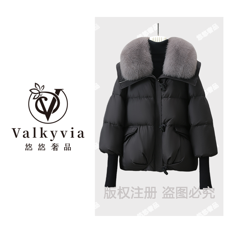 【Valkyvia/悠悠奢品】大毛领可拆卸加厚棉服女装棉衣外套6606