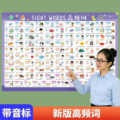 高频词墙贴挂图小学英语音标自然拼读发音规则表phonics教学神器 - 封面