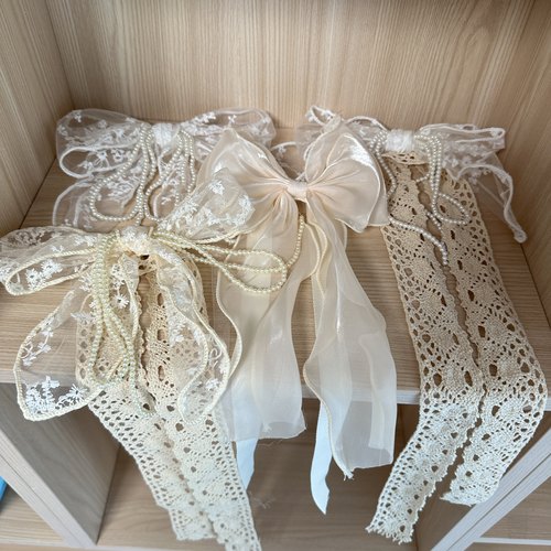 法式蕾丝珍珠蝴蝶结绑带窗帘纱帘装饰配件小饰品北欧扎绳花边绑绳