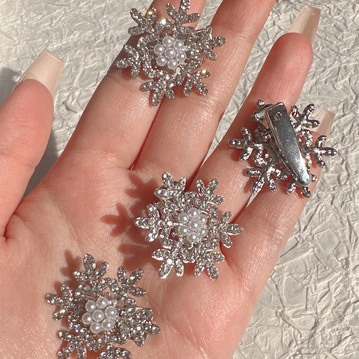 网红发夹雪花水钻大气