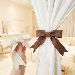 简约新款针织蝴蝶结窗帘绑带奶油风束带收拢绳创意纱帘收纳夹绑饰