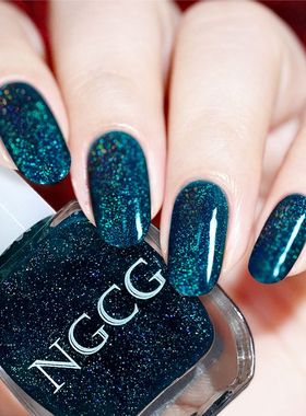 排排猪指甲油胶蓝钻爆闪亮片宝蓝色美甲店胶网红流行色美甲套装