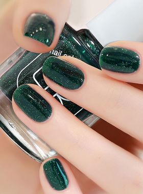 排排猪指甲油免烤快干持久防水网红显白微胶不可剥松乔绿美甲油