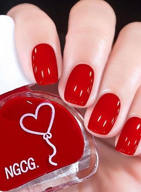 排排猪红色指甲油免烤速干持久防水不可撕显白流行气质美甲油套装