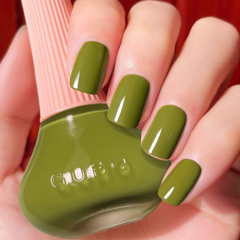 排排猪绿色指甲油持久不可撕拉快干免烤油性纯色抹茶绿橄榄深墨绿