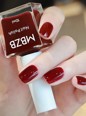 无毒无味指甲油孕妇可用水性美甲油套装免烤快干可撕剥显白酒红色