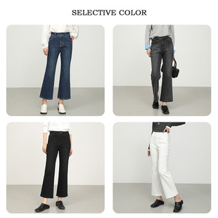 高腰显瘦复古蓝百搭喇叭裤 新款 女2025年秋季 梦舒雅九分微喇牛仔裤