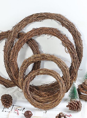 天然土伏藤编花环婚庆藤圈 diy幼儿园手工干花环创材料圣诞节装饰