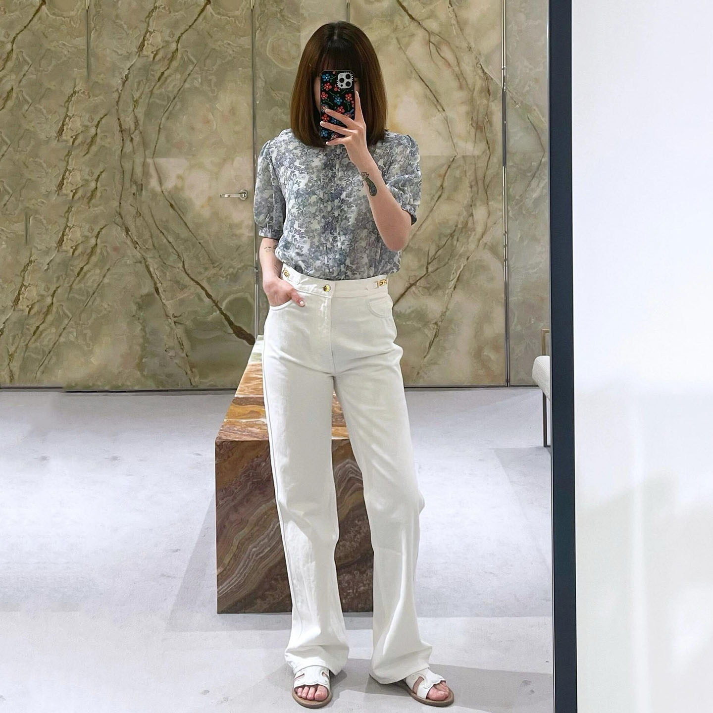 DPH NICE凯旋门链扣直筒牛仔裤女秋季设计感小众高腰显瘦窄版长裤