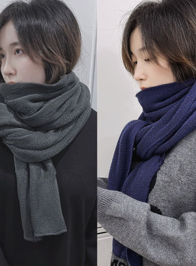 韩系纯色围巾女冬季学生情侣围脖