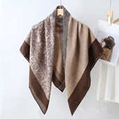 110x110方巾丝巾女秋冬新款 洋气保暖披肩 高级感棉麻围巾复古时尚