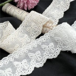 蝴蝶结双边小孔刺绣棉布花边DIY日韩小清新童服装 辅料洛丽塔配饰