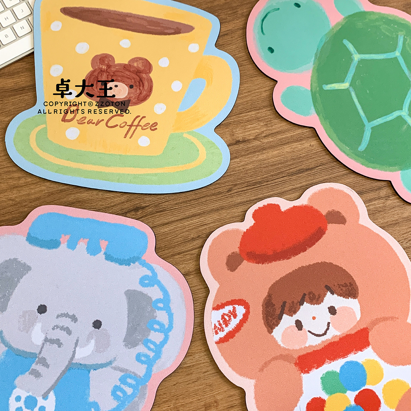 卓大王【阿卓鼠标垫】办公异形防滑桌垫便携乌龟扭蛋机大象咖啡杯