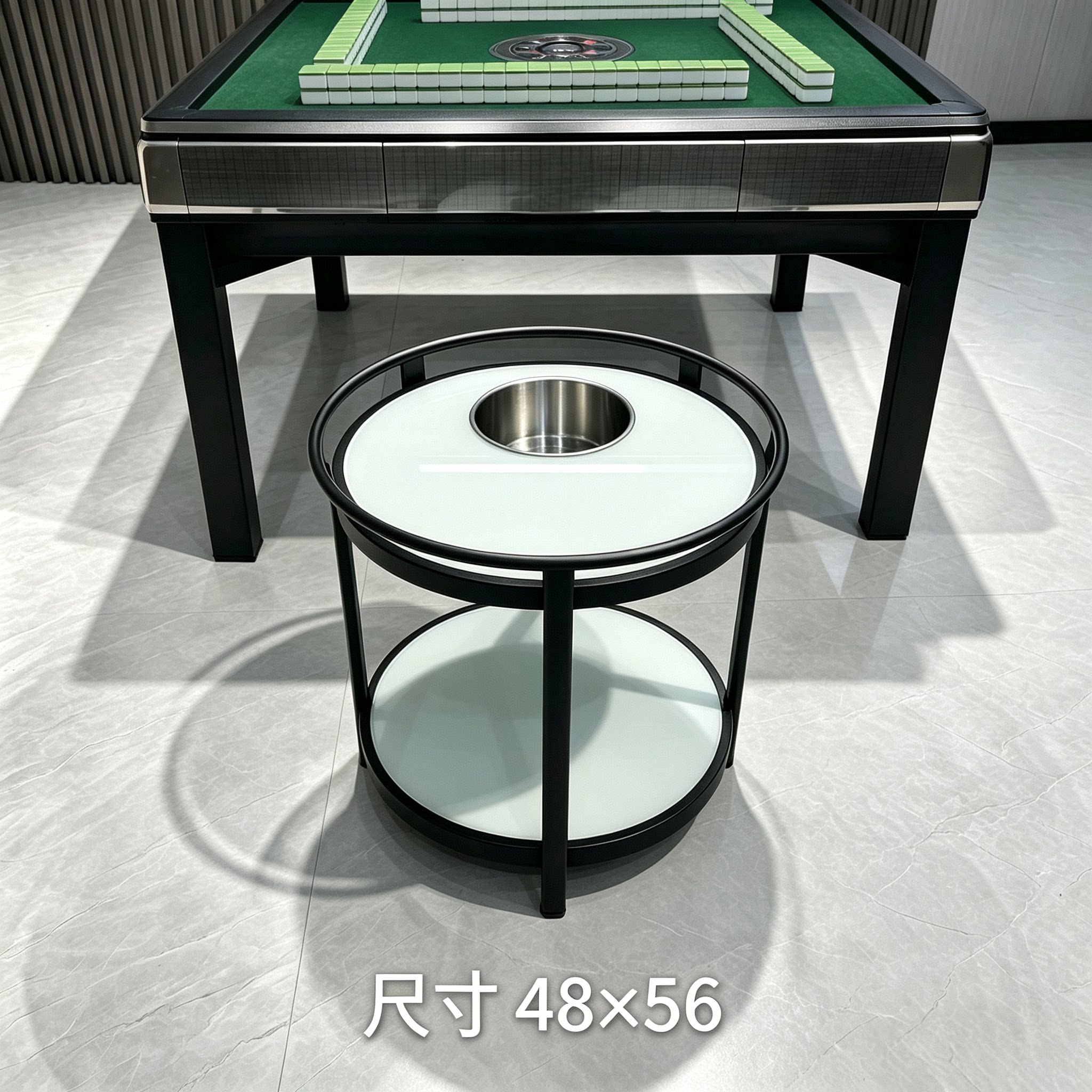 麻将机茶几棋牌室茶水架双层钢化玻璃小边几带烟灰缸防水茶几包邮