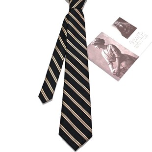 港风复古黑色金边条纹领带宽版9cm男女学生手打款衬衫搭配领带潮