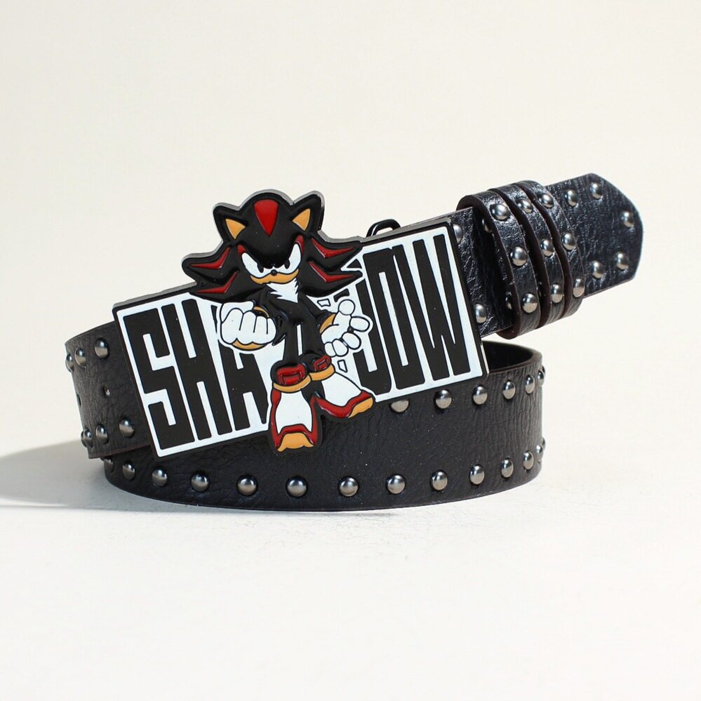 原宿Y2K皮带千禧辣妹街头黑色音速小子板扣铆钉装饰腰带女ins百搭