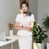 气质收腰包臀半身裙两件套 女夏季 白色轻奢名媛淑女风职业西装 套装