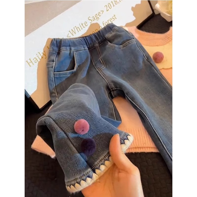 女童春秋修身弹力洋气牛仔裤