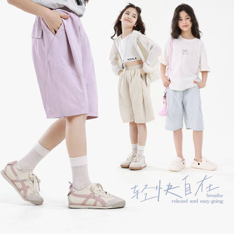 儿童装夏季薄款短裤女童时髦洋气休闲裤中大童宽松百搭休闲五分裤