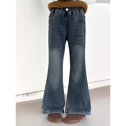 女童装时髦复古牛仔喇叭裤