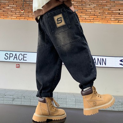 男童牛仔裤帅气秋冬新款