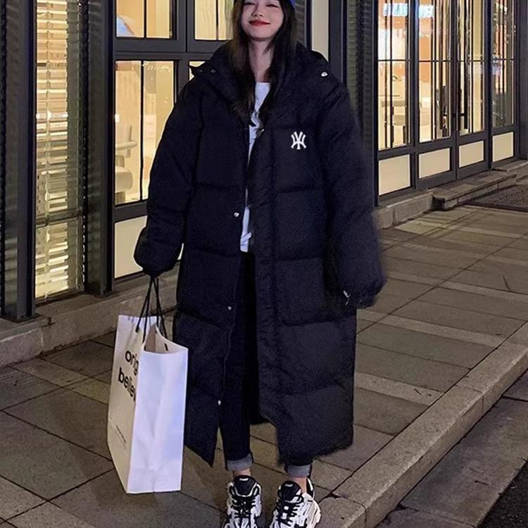 2025年新款NY秋冬羽绒服男女长款过膝加厚冬季情侣艺考中戏外套女