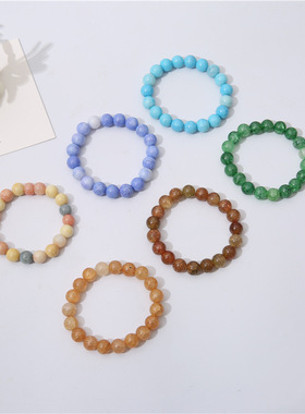 卡卡KA新中式韵味雅致玉碎自然渐变不规则纹理橘色玻璃手串秋天