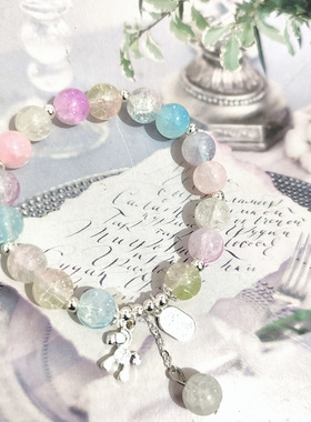 卡卡KA俏皮可爱彩色琉璃珠生肖马招财纳福牌铃铛流苏手链新年礼物