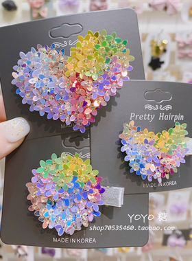 新春头饰手工重工缝制闪亮花朵发夹头饰儿童成人发夹发卡biling