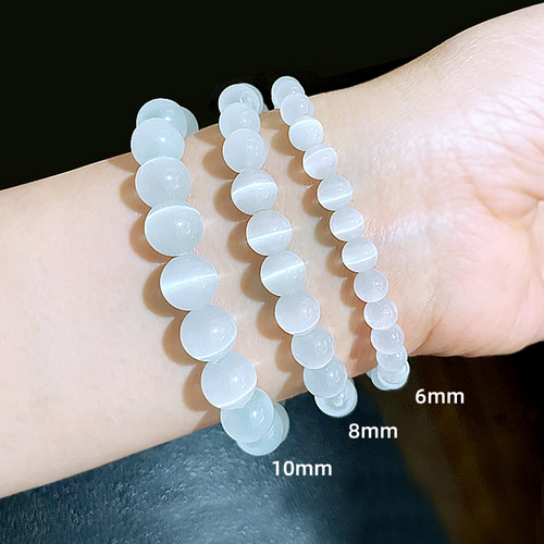 紫色水晶猫眼石适合夏天的手链