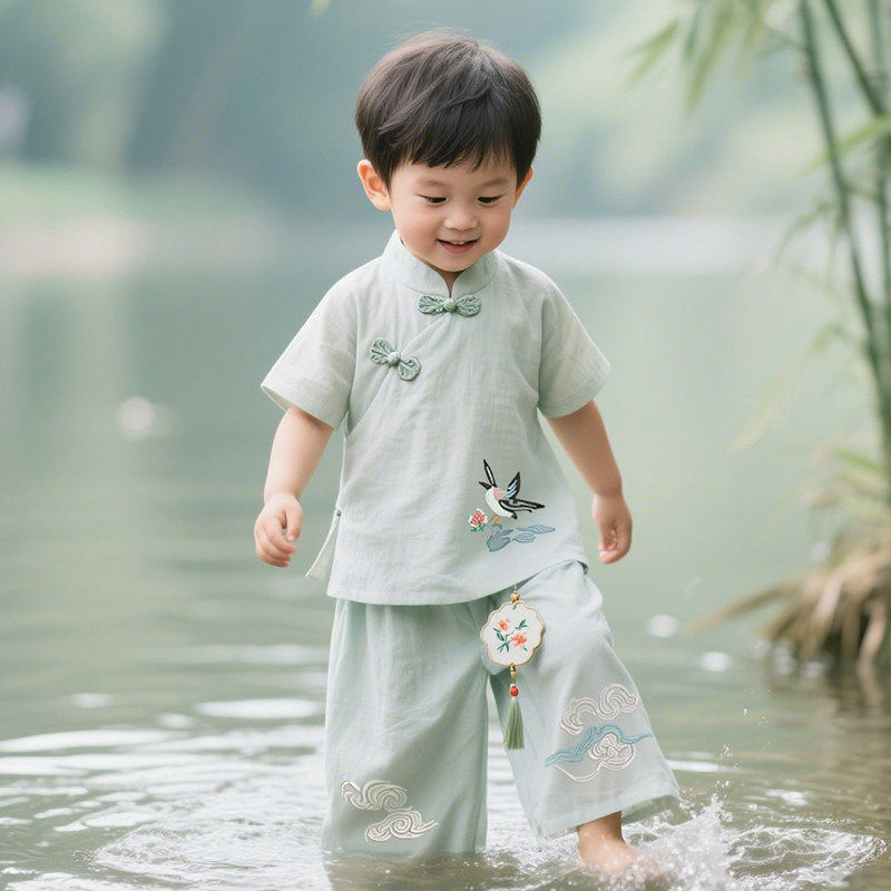 男童汉服2026新款夏季薄款套装男宝古装儿童唐装男孩新中式演出服