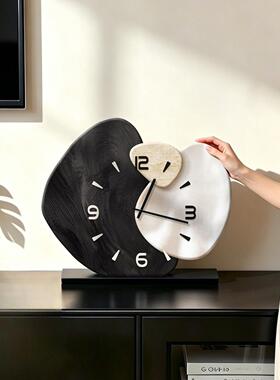 现代简约玄关桌面摆件静音钟表画