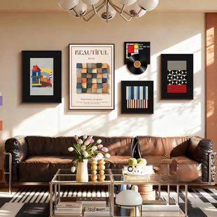 多巴胺包豪斯客厅装饰画高级感沙发背景墙挂画抽象彩色组合墙壁画