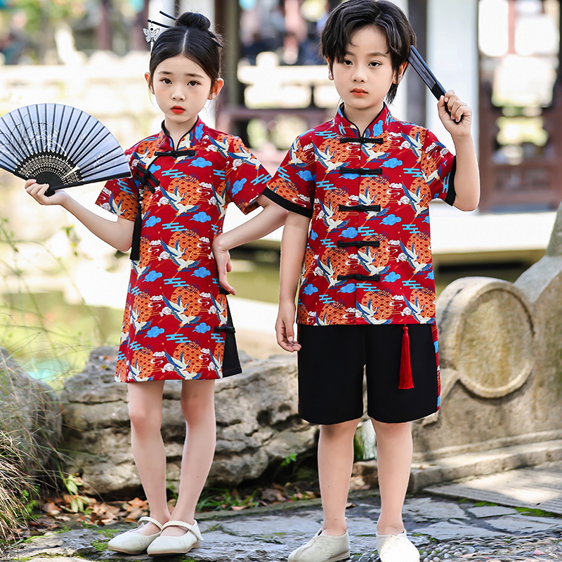 六一儿童演出服小学生新中式国风幼儿园汉服舞蹈服民族服装表演服-封面