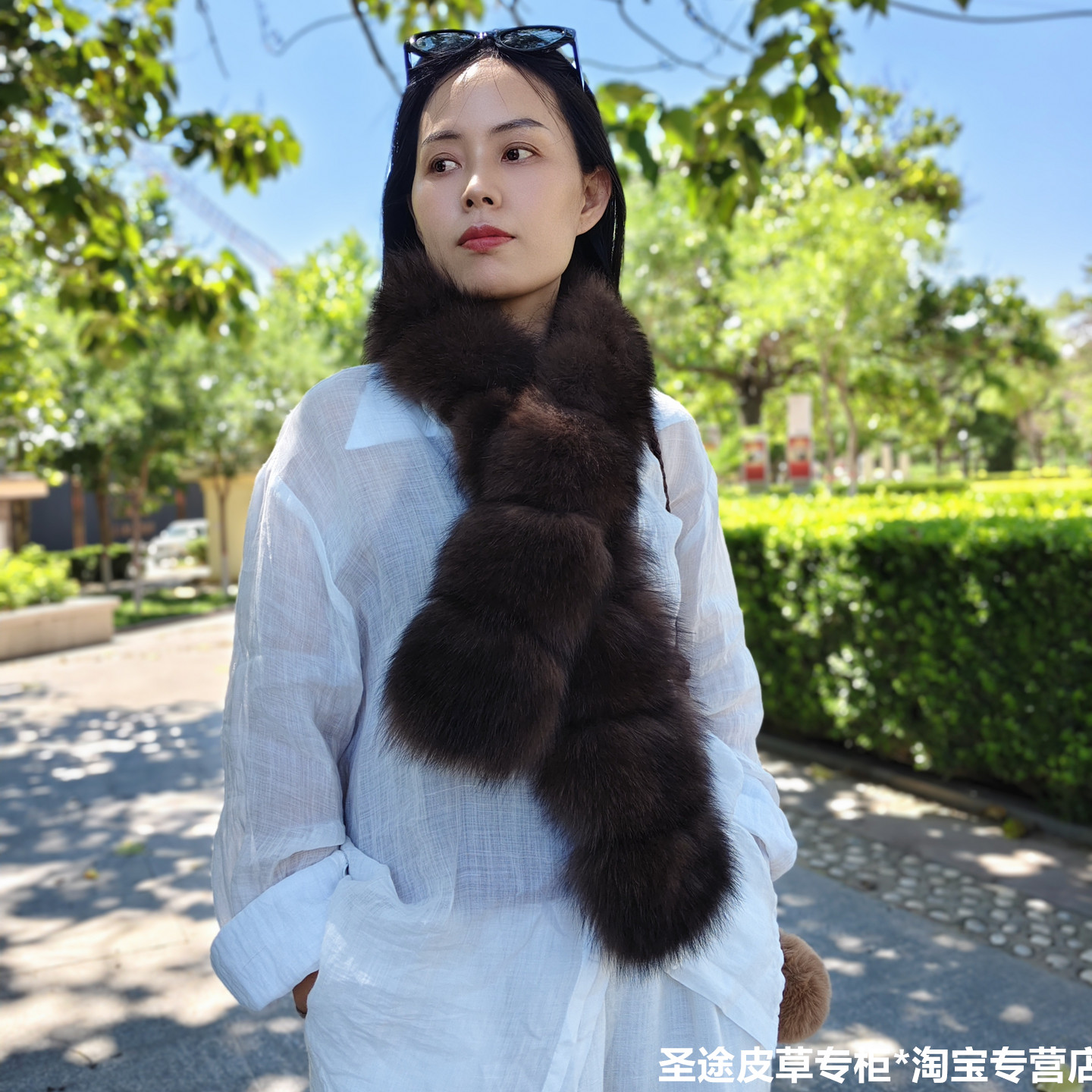 菜花同款真狐狸毛围巾围脖批发