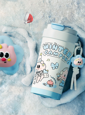 face咖啡杯陶瓷内胆保温杯便携水杯女生可爱生日礼物新款吸管杯子