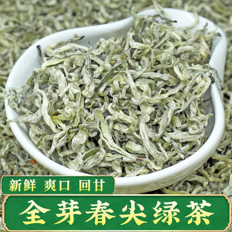 全芽春尖绿茶2024新茶特级 云南绿茶春尖茶毛峰 罐罐茶叶500g散装