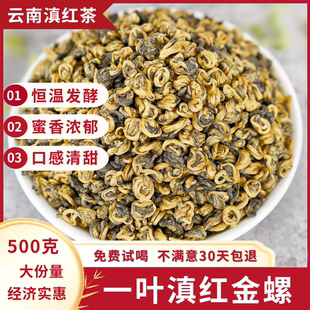 滇红茶特级云南古树红茶蜜香滇红一叶金螺金芽红茶叶