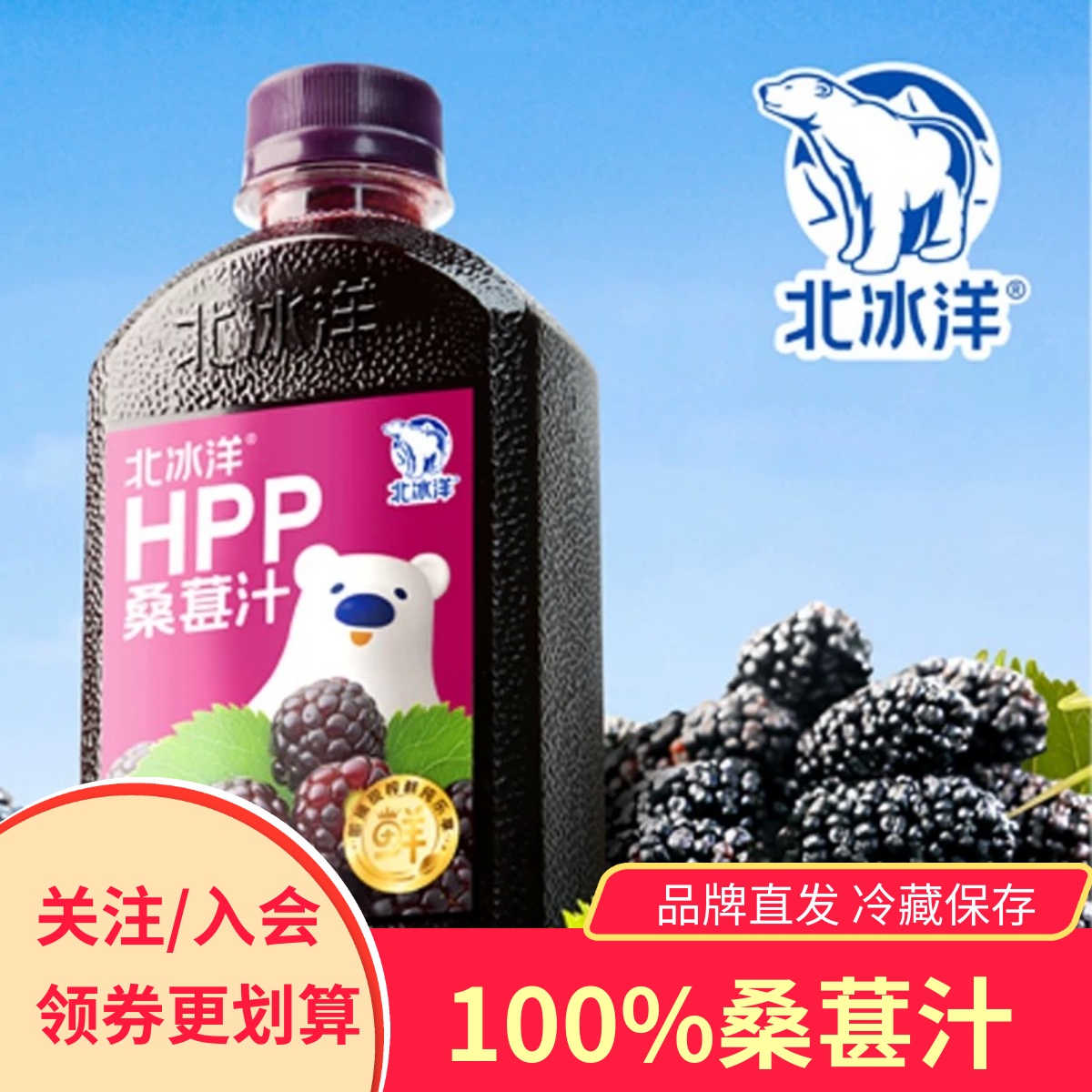 北冰洋HPP桑葚汁100%果汁8瓶